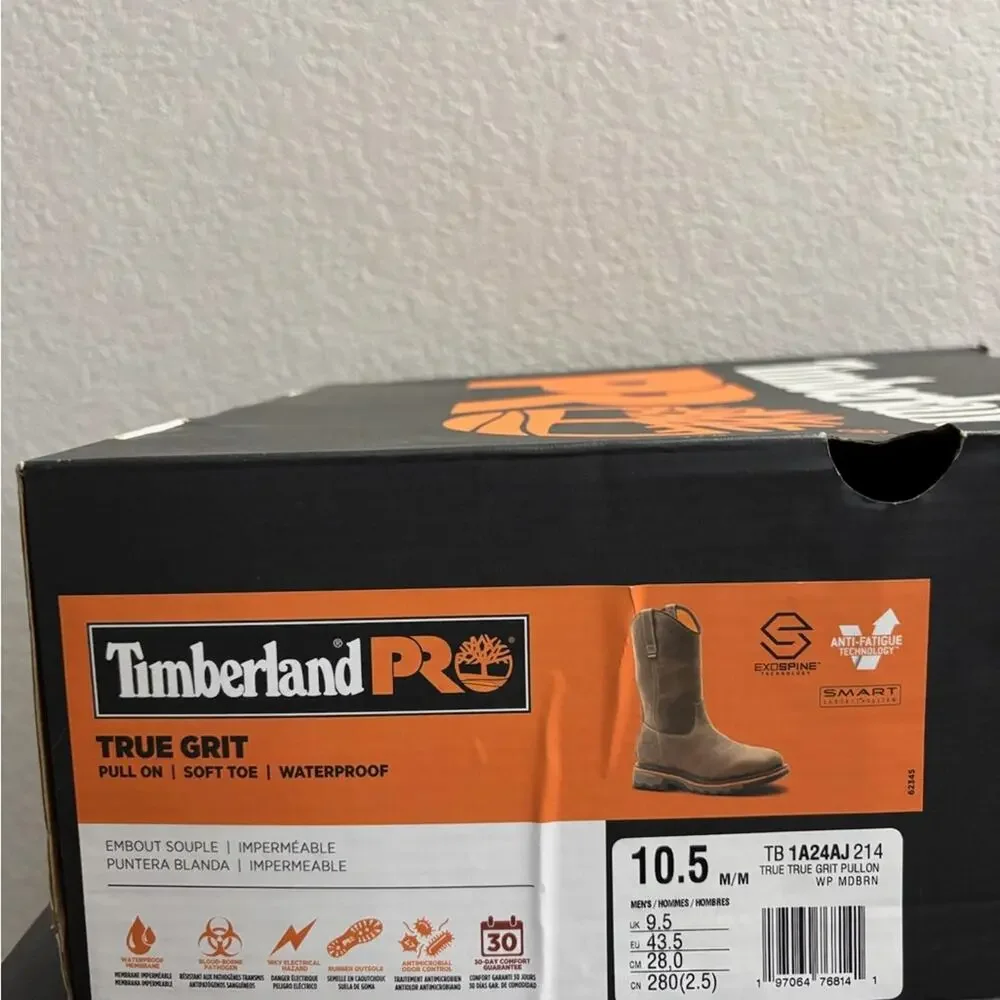 Timberland Pro Men’s Tan Western Style Waterproof Work Boots Size 10.5